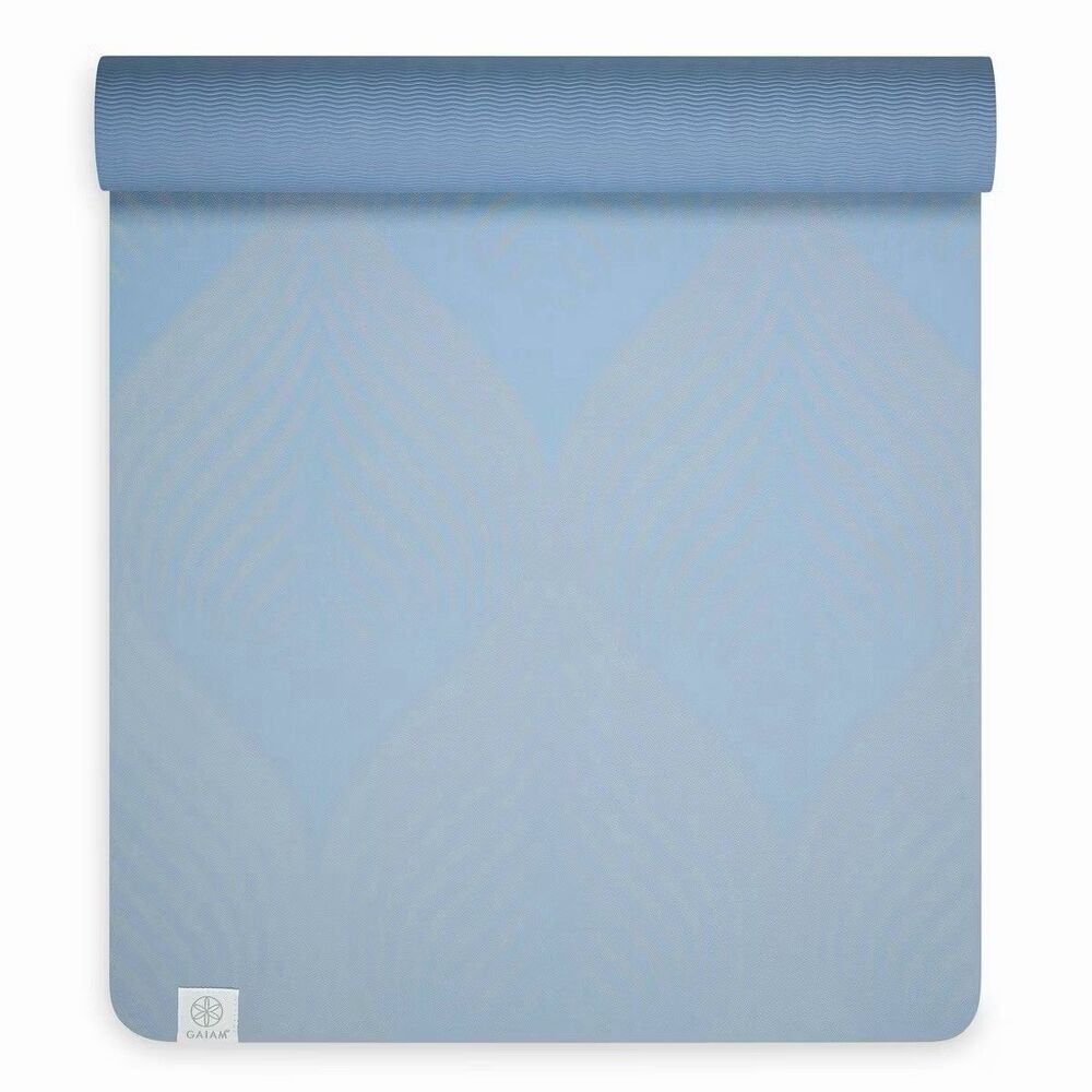 Gaiam Studio Flow Yoga Mat 6mm Blue Non Slip Exercise Fitness Workout Mat READ